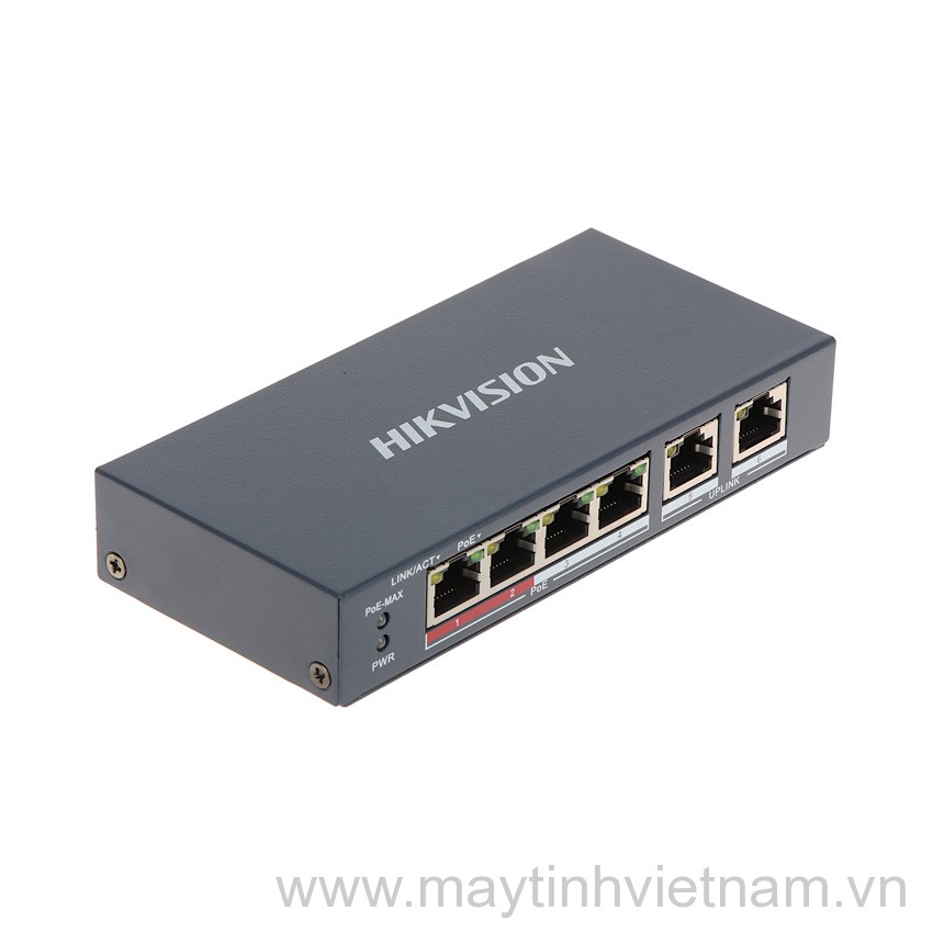 Thiết Bị Mạng Switch PoE HIKVISION 4 Ports 10/100Mbps Unmanaged DS-3E0106P-E/M