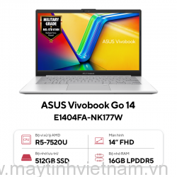 Laptop Asus Vivobook Go 14 E1404FA-NK177W (Ryzen 5 7520U | 16GB | 512GB | 14 inch FHD | AMD Radeon Graphics | Win 11 | Bạc)